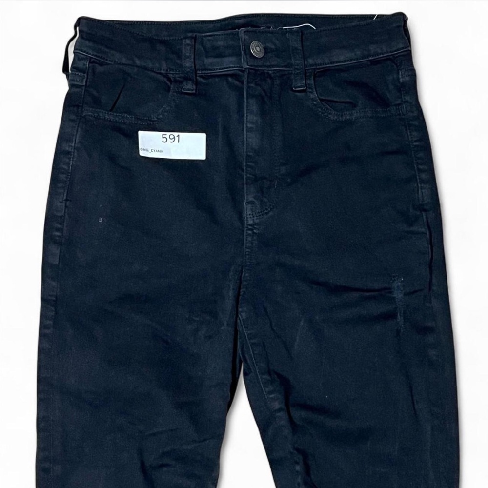 American Eagle Outfitters Black Distressed Jeggings - 4 SHORT - Picture 3 of 5